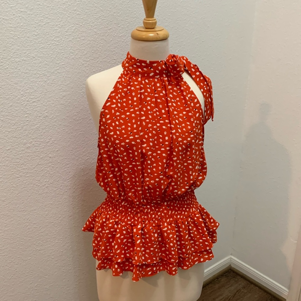 NWT She and Sky Sassy Summer Sizzler Sleeveless Blouse Red Black White